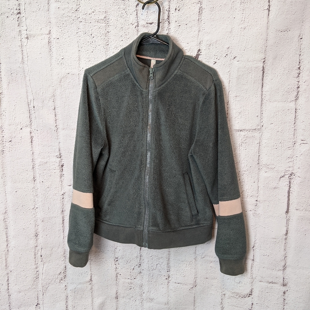 Free People Fp Movement Grey Fleece Full zip Jacket Size M Medium